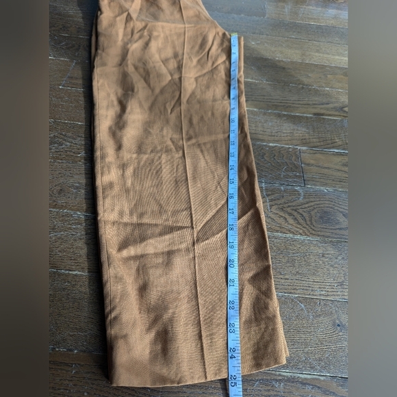 Zara Trouser Pants Camal Tan Womens size S Wide Leg Office Carrier High Waisted - Picture 8 of 8